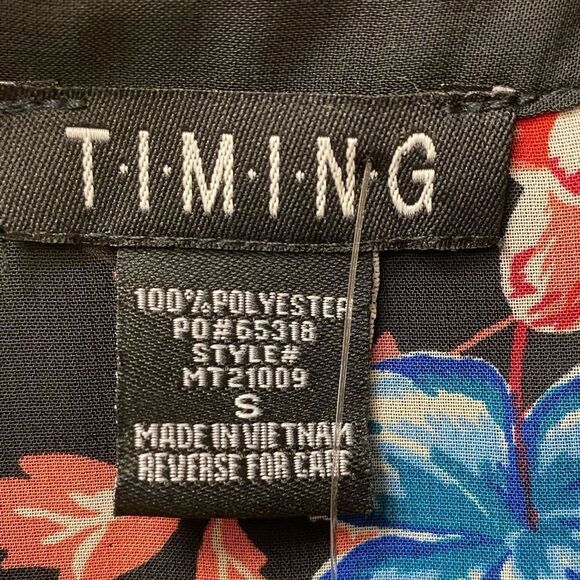 TIMING academia professor teacher sheer‎ chiffon black floral button down blouse - Picture 3 of 8